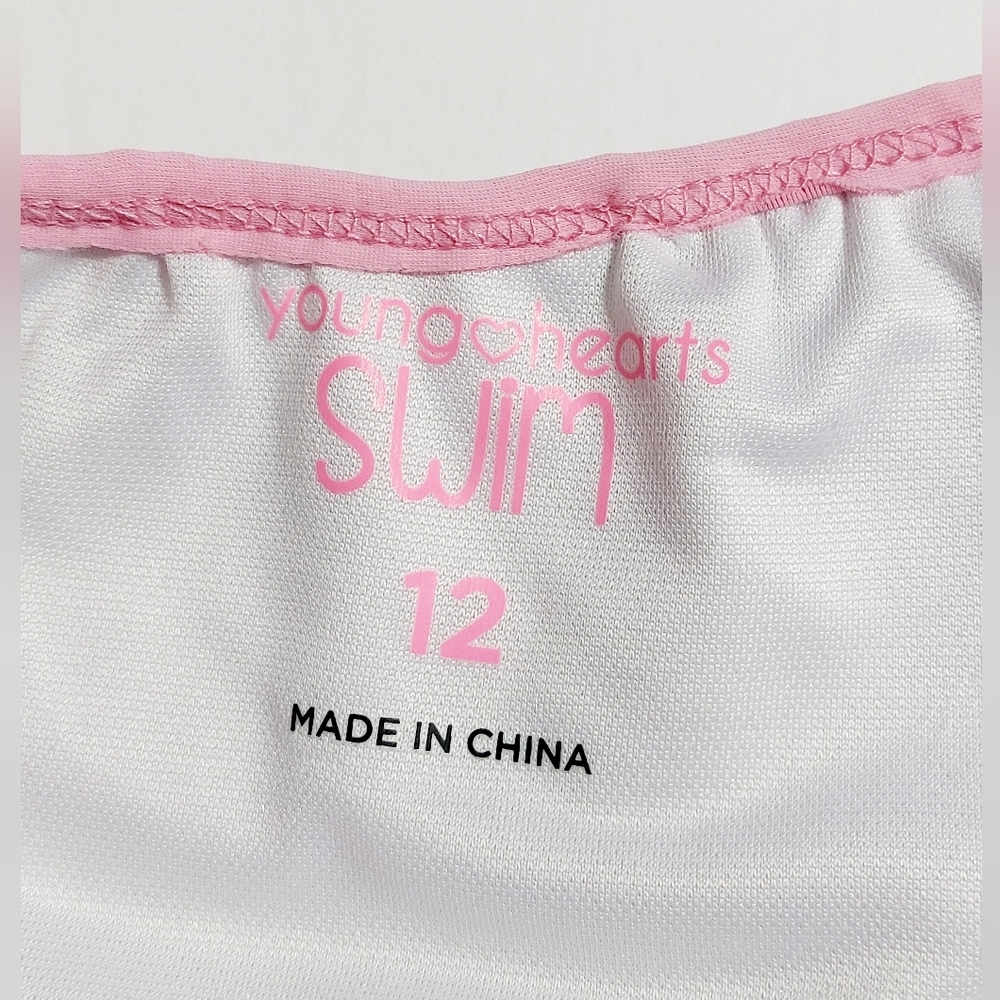 Girls Unicorn Ombre 2-Piece Swimsuit Ruffle Top Gold Foil Print Size 12 NWT - Picture 7 of 7